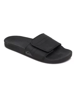 Deals 🌟 Quiksilver Rivi Slide Adjust Slider 🩴 Sandals Black/Grey/Black 🔥