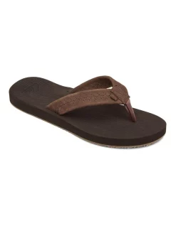 Coupon 🧨 Quiksilver Left Coasta Brown Leather 🩴 Thongs 🛒