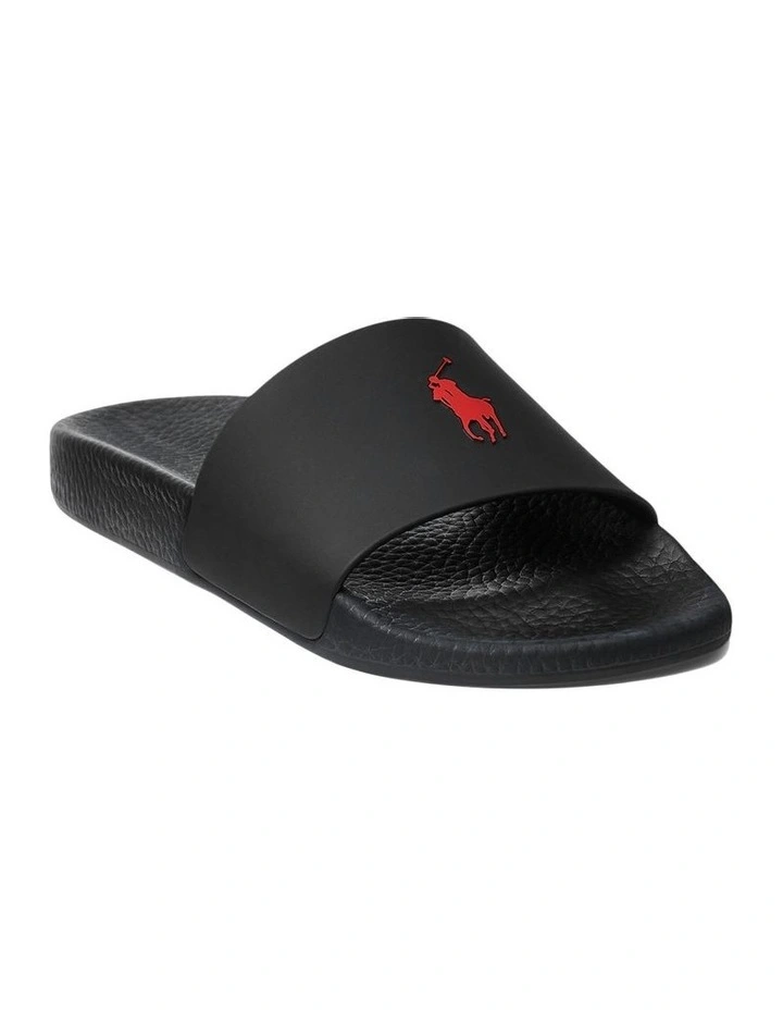 Outlet π Polo Ralph Lauren Polo Slides In Black/ Red π - Image 2