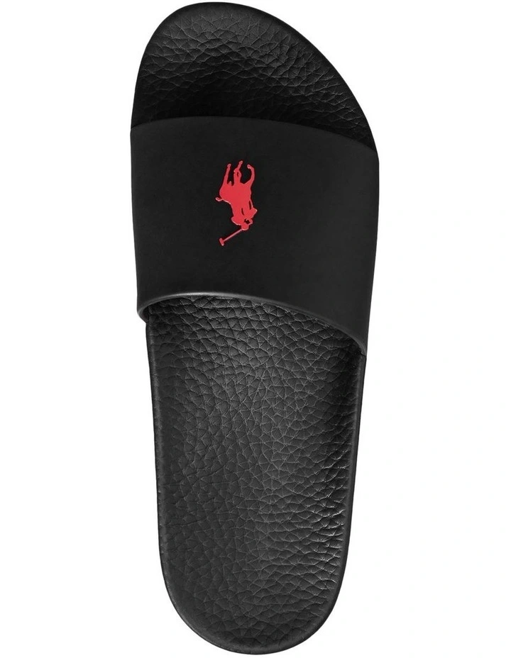 Outlet π Polo Ralph Lauren Polo Slides In Black/ Red π - Image 4