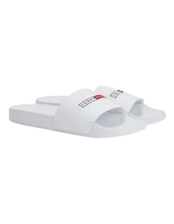 Discount 😍 Tommy Hilfiger Embroidery Hilfiger Pool Slide Slides In White 😀