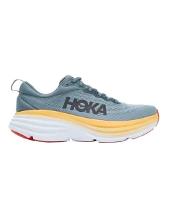 Best Pirce ⭐ Hoka One One Bondi 8 Wide Mens Running 👞 Shoes In Grey/Yellow 🥰